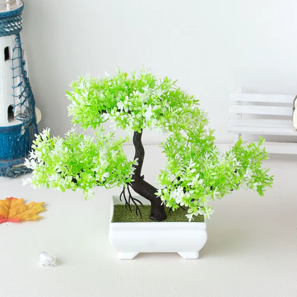 Artificial Plants Bonsai Small Tree Pot Fake Plant Flowers Potted Ornaments for Garden Decor Home Room Table Decor