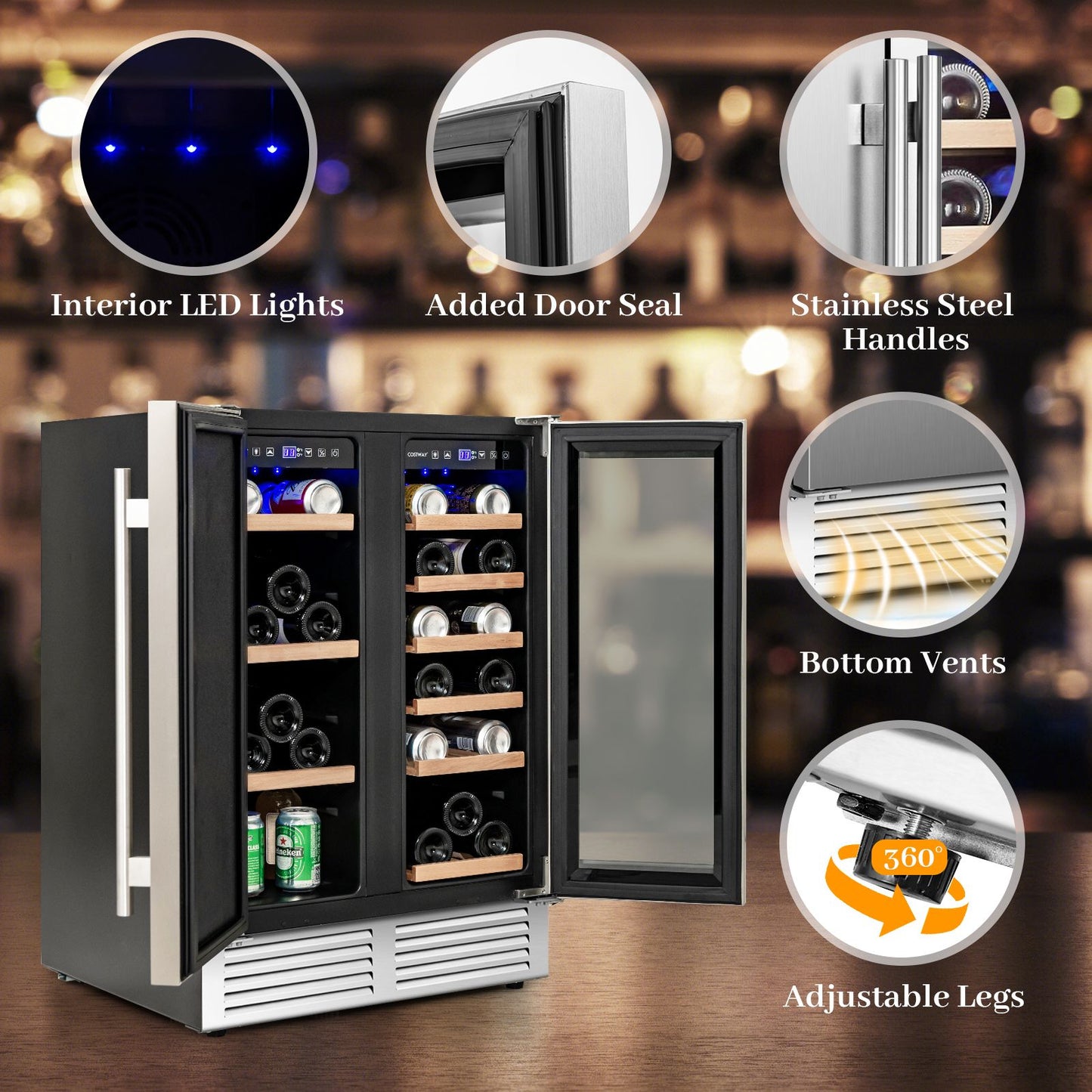 2-In-1 Beverage and Wine Cooler with Powerful Compressor