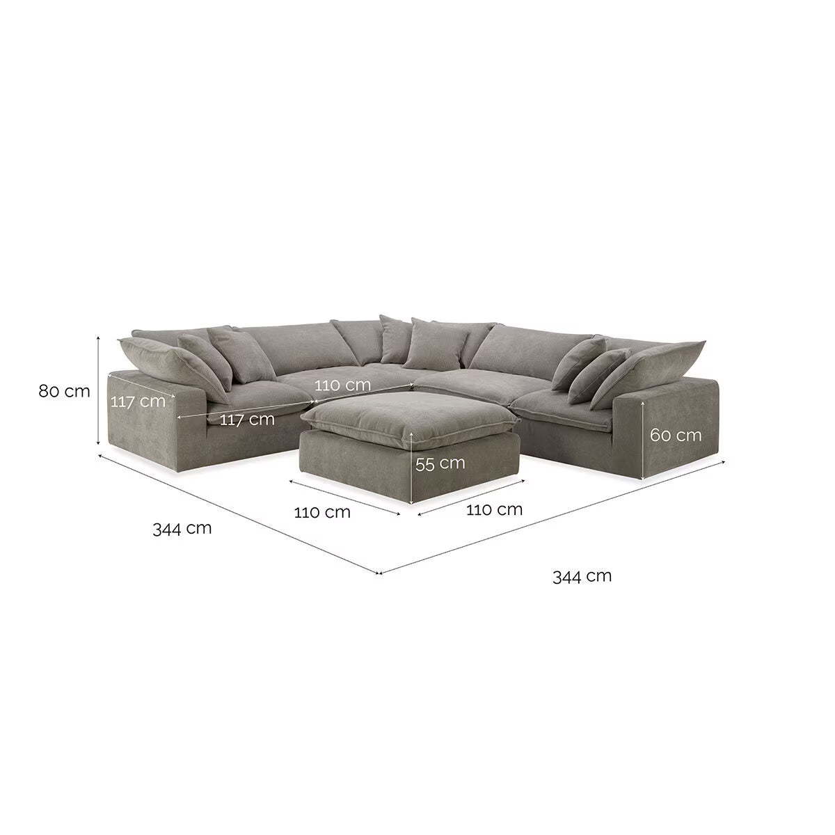 Sereen Beige Fabric 6 Piece Modular Sofa