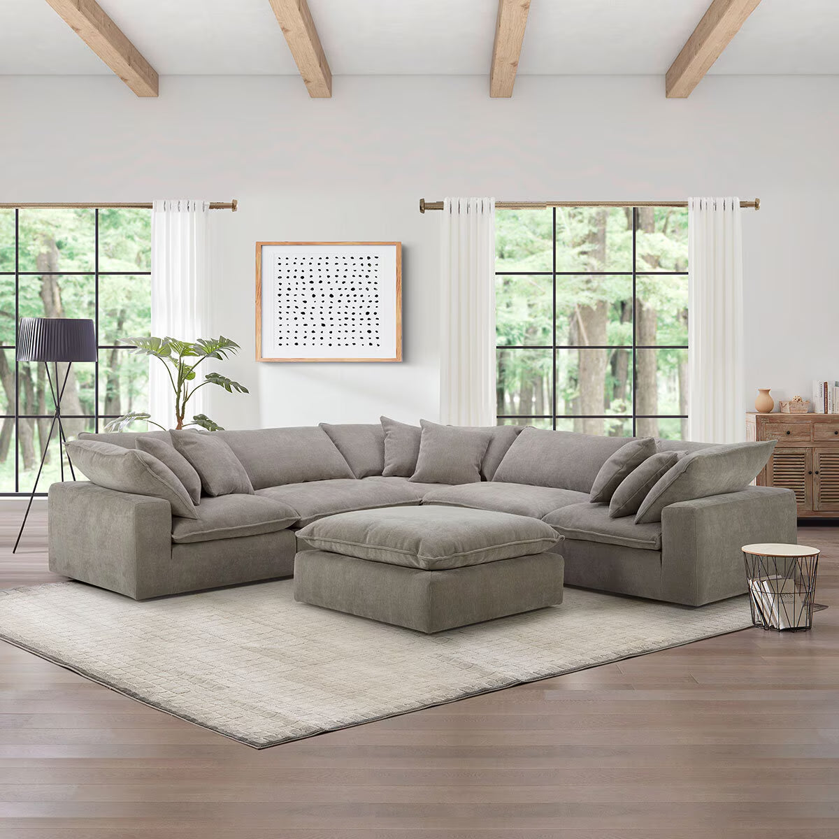 Sereen Beige Fabric 6 Piece Modular Sofa