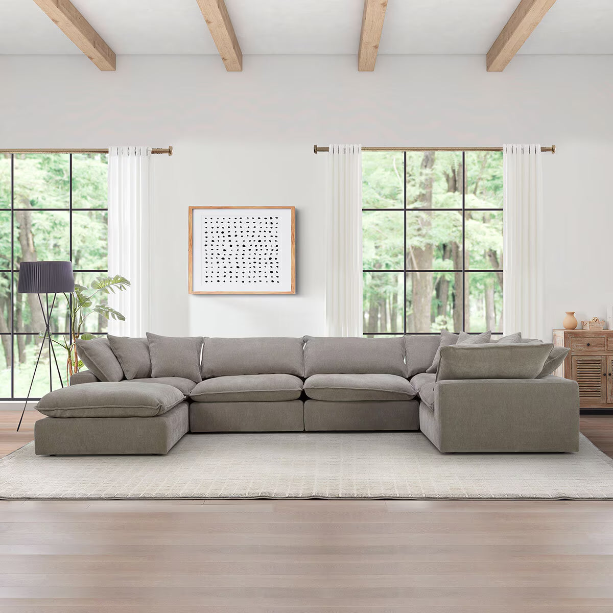 Sereen Beige Fabric 6 Piece Modular Sofa